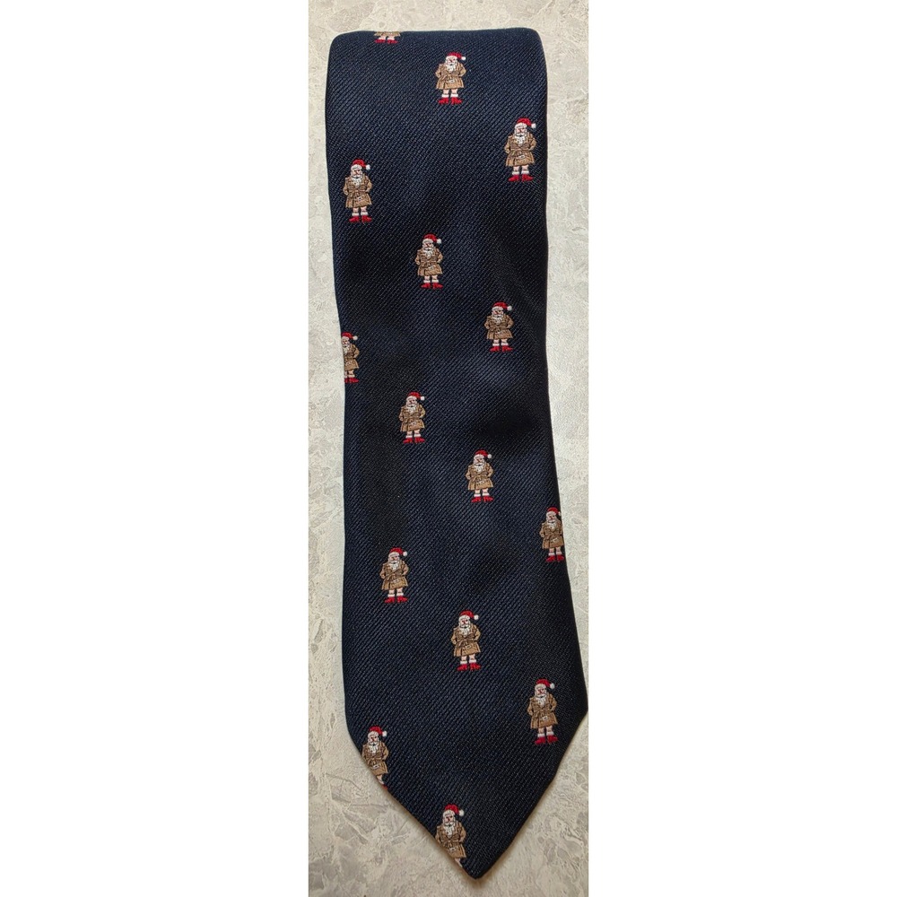 Cape Cod Neckwear Navy Blue Silk Tie Santa Claus Trench Coat Christmas Novelty